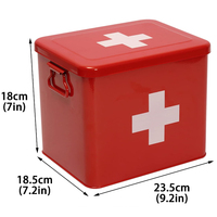 Boîte de premiers secours multifonctionnelle en fer blanc et rouge à deux niveaux, finition laquée, écologique, avec plateau amovible pour la maison