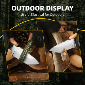 Nuevo cuchillo de supervivencia Bushcraft portátil para exteriores con mango 2 en 1 G10 y hoja fija con brújula - Product Image 5