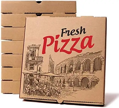 Hochwertige Luxus quadratische Schmerzen Trendy Pizza Box Verpackung 6 9 10 12 16 18 Zoll Rohstoff Papier Pizza Box Recycelbar