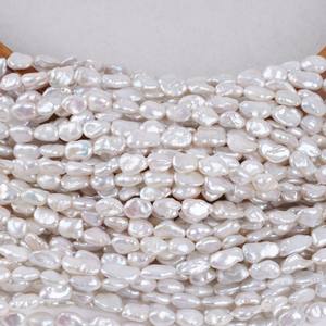 ไข่มุกน้ำจืดทรงบาร็อคสีเงินบด ขนาด 8-9 มม. รูตรง รูปทรงเคชิ สำหรับงาน DIY - Product Image 4