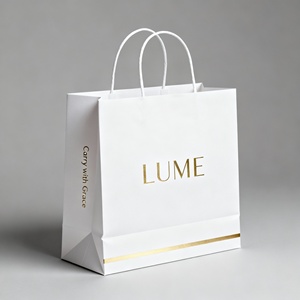 Customizable Flexographic Printed Recycled Kraft Paper <b>Bags</b> with Patch Handles for Elegant Gift Packaging - Product Image 3
