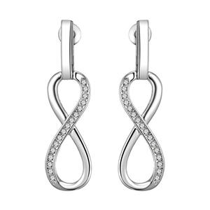Eleganti Orecchini Infinity con Diamanti Placcati in Oro Bianco su Argento Design Minimalista per Donna Uso Quotidiano Taglio Brillante Rotondo Colore G - Product Image 1