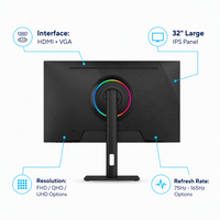 Moniteur de jeu 32 pouces 144Hz Interface DP HD Panneau IPS FHD QHD UHD Rétroéclairage RVB Temps de réponse 1ms Vente en gros OEM ODM Usine
