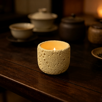 Pot à bougie de Noël en polyrésine fait main, écologique, texturé, surface poreuse à bulles, récipient décoratif pour la maison