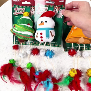 Juguete de gato de Navidad ecológico, palo de gato divertido de peluche con hierba gatera para autoalivio y molares resistentes a mordeduras, suministros para mascotas - Product Image 1