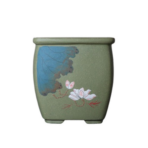 Pot à bonsaï en argile verte Su Bing, peint à la main, style chinois, pour plantes de bureau - Product Image 5