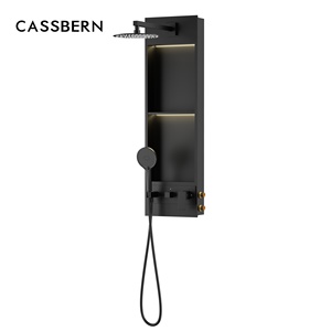 CASSBERN Double Tier Niche <strong>Shower</strong> with Handheld Sprayer Top Spray Pressure Balanced Valve and LED <strong>Lighting</strong> <strong>for</strong> Daily Use - Product Image 2
