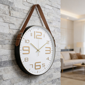 Reloj de pared minimalista blanco de 20 pulgadas con diseño de correa creativa, silencioso, sin tictac, de cuarzo, para decoración artística del hogar. - Product Image 2