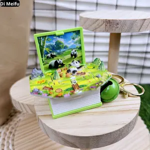 Porte-clés créatif 3D stéréo pliable en forme de livre, château, bateau, dinosaure, espace, puzzle, anti-stress, fantaisie magique - Product Image 6