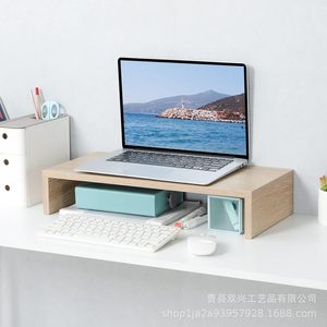 Wood Monitor Stand Desktop Computer Riser <b>Shelf</b> For Office Laptop <b>Desk</b> Organizer With Storage Space - Product Image 3