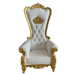 Sedia da trono re e regina di nozze con schienale alto in legno massello di lusso in vendita