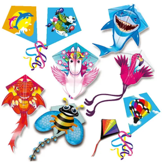 Kinderspiel zeug Custom Outdoor Diamond Cartoon Kite für Kinder 24 Set Kite