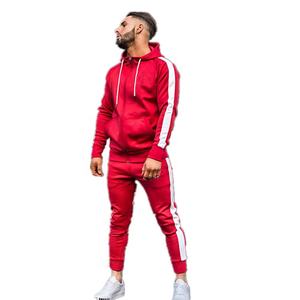 Chándal de algodón rojo para hombre, traje de manga larga con tu logotipo personalizado - Product Image 1