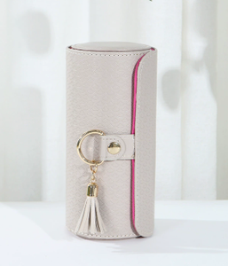 Boîte de rangement à bijoux cylindrique multi-couches en cuir PU personnalisé, étui de voyage portable pour organiser les bijoux, emballage cadeau pour bijoux - Product Image 3