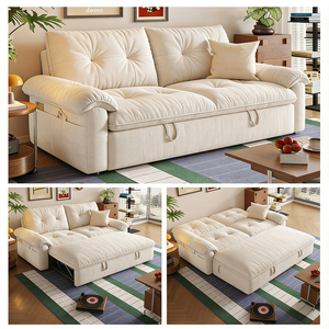 Nouveau modèle 2026 : Canapé-<span class=keywords><strong>lit</strong></span> convertible 2-en-1 style crème, pliable et multifonctionnel, pour petits espaces (simple ou double) - Product Image 2