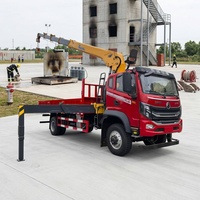 Camion-grue à flèche droite hydraulique 5T XC-MG Dongfeng 4x2 avec cabine d'équipage 6 places pour travaux municipaux