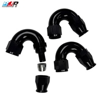 BJR Raccord coudé en aluminium CNC à flux complet PTFE AN10 AN12 AN16 150 degrés, finition noir mat / poli miroir, pour systèmes de carburant