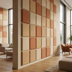 Tuile acoustique carrée auto-adhésive en PET, bord biseauté à 45°, ignifuge, NRC 0.9, insonorisante, décoration murale, panneau en feutre à coller soi-même - Product Image 4