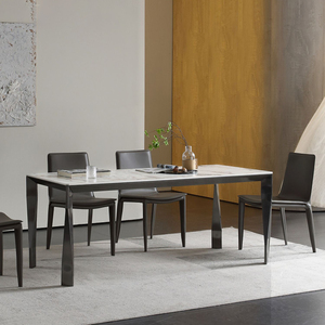 <span class=keywords><strong>Tavolo</strong></span> Rettangolare Industriale in Pietra Sinterizzata Bianca con <span class=keywords><strong>4</strong></span> Gambe e Base in Alluminio Aeronautico per Casa - Product Image 2