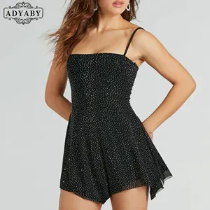 ADYABY individuelle Mode elegante Damen täglich lässig Geburtstag Party-Kleid sexy funkelnde Perfektion Strass A-Line Minikleid