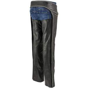 2025 mujeres clásicas de cuero negro motocicleta motociclista CHAPS con detalle ostentoso LKL6706 - Product Image 4