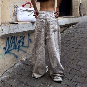 Pantalones <span class=keywords><strong>cargo</strong></span> de <span class=keywords><strong>mujer</strong></span> de tela de otoño Pantalones vaqueros de traje de pantalón de talla grande para <span class=keywords><strong>mujer</strong></span> - Product Image 4