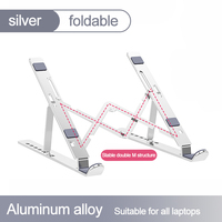 Support pour ordinateur portable en alliage d'aluminium argenté de qualité supérieure, pliable et minimaliste, support stable double M, fabriqué en Chine par une usine intégrée