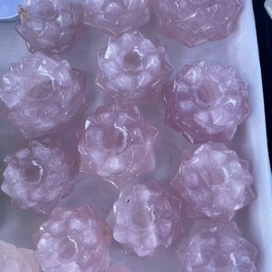 Commercio all'ingrosso naturale di alta qualità fiori di loto rosa di quarzo curativo di cristallo di quarzo intagli per la decorazione Fengshui - Product Image 4