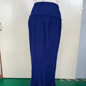 Wholesale Casual Loose Pant in Blue XL Size Polyester Knitting Fabric Elastic Waist Closure Breathable Colored Wash