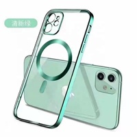 Coque de téléphone magnétique transparente en TPU pour iPhone 13 14 Pro Max, avec électroplaqué, vente en gros