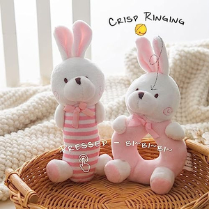 Jouets à hochet pour bébé, jouets de lit en peluche lapin de dessin animé, jouet éducatif pour nouveau-né, clochettes à main lapin et ours - Product Image 5