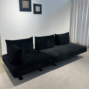 Black Horn Shaped Fabric <b>Sofa</b> Light Luxury Cream Style Double Sided Seat Movable Backrest Straight <b>Sofa</b> <b>for</b> Small Living Room· - Product Image 1