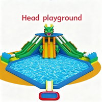 Grand parc aquatique gonflable, piscine à toboggan sur le thème des dragons et des orques, pour la location et les divertissements extérieurs des enfants