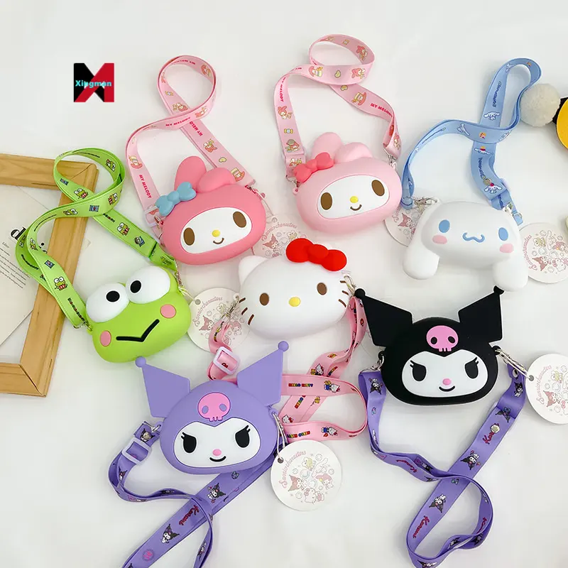 Mini bolsa de silicone para meninas, chaveiro transversal de silicone sanrio, bolsa de moedas para meninas, presentes para crianças, 2023