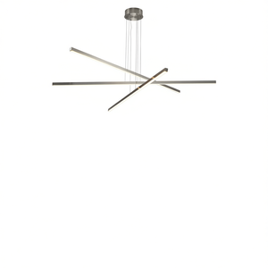 Lustre LED moderne de 48 pouces, design géométrique à 3 bras, réglable, finition chromée en aluminium, pour salle à manger, salon - Product Image 1