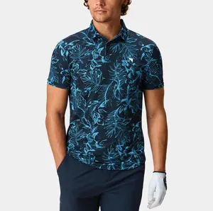 Polo de golf para hombre con sublimación de tinte Navy Floral Players personalizado