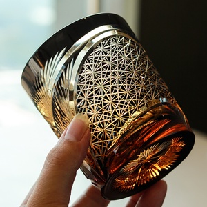 Verre à whisky en cristal ambre japonais Edo Kiriko 8,5 OZ <span class=keywords><strong>Verres</strong></span> à whisky gravés - Product Image 2
