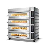 Oven Roti Komersial 300 ° C Max - Oven Dek 4 Rak dengan Kontrol Suhu Independen untuk Pemanasan Listrik & Gas untuk Roti