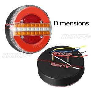 2 pièces Feux arrière LED dynamiques 24V pour remorque et camion, avec fonctions de feu stop, DRL, clignotant séquentiel et feu stroboscopique, pour voiture, bateau, bus, fourgonnette, caravane - Product Image 5