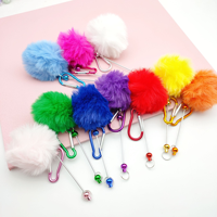 Porte-clés pompon DIY perlable, coloré, tendance, en plastique, pour fournitures de bureau, bijoux, peluches et décorations de Noël