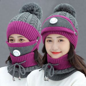 <span class=keywords><strong>Ensemble</strong></span> Chapeau, Écharpe et Masque d'Hiver Tendance pour Femmes et Filles – Bonnets Chauds, Écharpes à Pompons, Bonnets Tricotés - Product Image 2