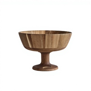 Acacia Wood Vintage Polished Lightweight Eco-Friendly Handmade Pedestal Style Fruits <b>Bowl</b> for Home Party Decor BS International - Product Image 5