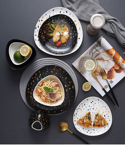 <span class=keywords><strong>Restaurante</strong></span> hecho a mano, vajilla de cerámica de impreso de <span class=keywords><strong>la</strong></span> placa de <span class=keywords><strong>la</strong></span> cena - Product Image 2