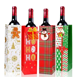 Оптовая продажа; Прямая поставка; Bolsa De Papel де Vino Tinto De Navidad рождественские упаковки для вина, подарочные пакеты рождественские мешки бутылки вина с Рождество метки