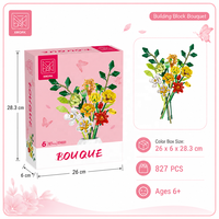 Bloques de Construcción de Ramos de Flores, Juego de Bloques de Construcción para Tiendas de Regalos al por Mayor, Juguetes de Exhibición Botánica, Juguetes de Decoración para el Hogar