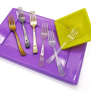 Party Disposable Silver Gold Plastic Cutlery Knife Spoon Fork