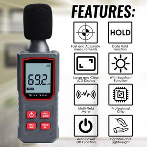 GAIN EXPRESS Medidor de Nivel de Sonido Industrial de Gran Venta 30-130dB Robusto IP54 Resistente al Polvo y a Caídas con Pantalla LCD y Ponderación A - Product Image 1
