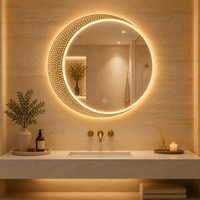 Miroir de salle de bain LED en forme de croissant de lune avec interrupteur tactile, résistant à l'eau, à fixation murale pour hôtel et décoration intérieure