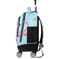 Sac à dos scolaire à roulettes imprimé flamant rose, grande capacité, en tissu Oxford, pour adolescents
