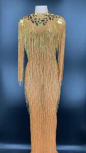 NOVANCE 새로운 패션 가을 파티 드레스 여성 반짝이 나이트 클럽 원피스 투명 스파클 술 원피스 라인 석 무도회 - Product Image 2